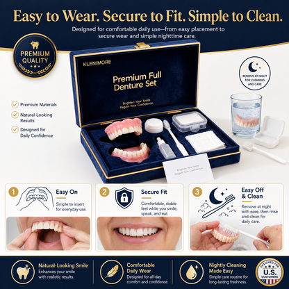 🔥Today's Special: 70% Off!(Affordable Beauty🧏‍♀️🧏‍♂️)--KLENIMORE™ --Advanced Customized Full Denture Set🦷