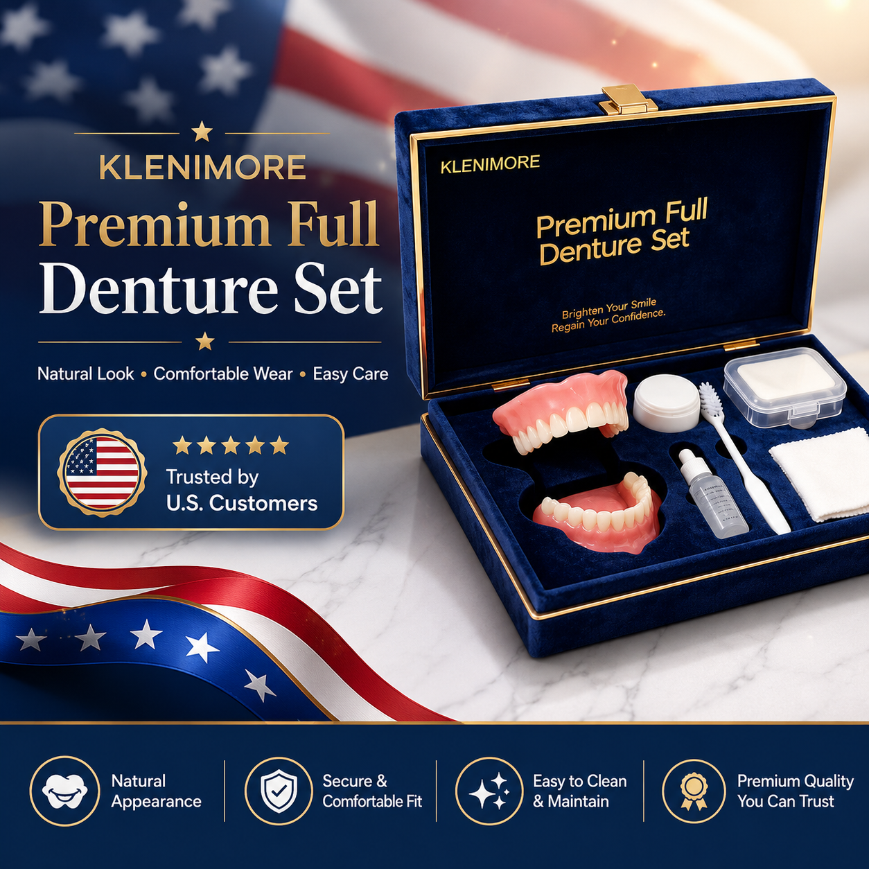 🔥Today's Special: 70% Off!(Affordable Beauty🧏‍♀️🧏‍♂️)--KLENIMORE™ --Advanced Customized Full Denture Set🦷